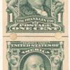 1c green Franklin strip of four