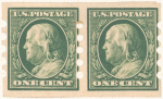1c green Franklin pair