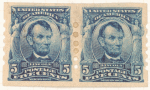 5c blue Abraham Lincoln pair