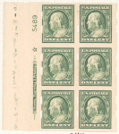 1c green Franklin block of six
