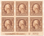 4c orange brown Washington block of six