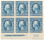 5c blue Washington block of six