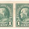 1c green Franklin strip of four