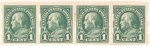 1c green Franklin strip of four