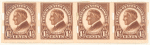 1 1/2c yellow brown Warren G. Harding strip of four