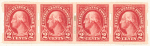 2c carmine Washington strip of four