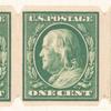 1c green Franklin strip of four
