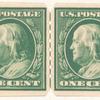 1c green Franklin strip of four