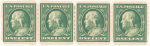 1c green Franklin strip of four