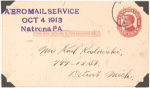 1913 Natrona, Pennsylvania Experimental Aeroplane Mail Service postal card