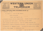 1917 Buffalo, New York to Washington flight for Red Cross fund telegram