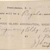 1911 Rhode Island Aeronautical Society meeting announcement card