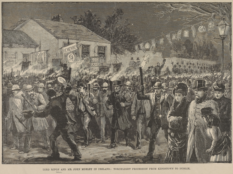 Lord Ripon and Mr. John Morley in Ireland : torchlight procession from ...