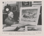 President Roosevelt. Examining a print by Currier & Ives, The road--winter, on his visit to the The Old Print Shop in 1932