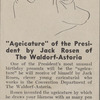 "Ageicature" of the president by Jack Rosen of the Waldorf-Astoria