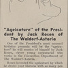 "Ageicature" of the president by Jack Rosen of the Waldorf-Astoria