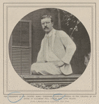 The president at his country home--Theodore Roosevelt sitting on the veranda of his house at Sagamore Hill, Oyster Bay, Long Island