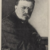 Theodore Roosevelt : a powerful wood engraving by Mr. Quirk from a Moffet photo ; courtesy of the artist ; [inscribed in plate:] © Quirk after Moffett ; Medal for Quirk. This is the reverse of the Japanese medal awarded to Mr. Quirk for his engraving of the portrait of Col. Roosevelt.