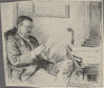 Theodore Roosevelt seated at a desk.
