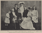 President Roosevelt and family at Oyster Bay, Long Island, New York. Quentin. Theodore, Jr. Archibald. Miss Alice. Kermit. Mrs. Roosevelt. Ethel.