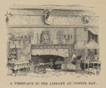 A fireplace in the library at Oyster Bay.