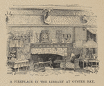 A fireplace in the library at Oyster Bay.