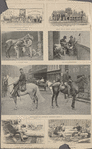 Drawing rations ; Ready for an attack (Oswego Company) ; A wounded horse ; The main signal-tower ; Captain Roe and Lieutenant Bridgeman (Troop A) ; Getting ready for dinner ; [?] served out.