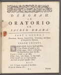 Deborah. An oratorio: or sacred drama. As it is perform'd at the King's Theatre in the Hay-Market.