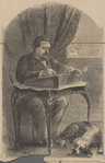 William Howard Russell seated at a desk. . . .The London "times."--(From a drawing by Theodore R. Davis, Esq.)