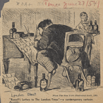 "Russell's Letters to the London times"--a contemporary cartoon. From the New York illustrated news, 1861.