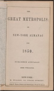 The Great metropolis, or New-York almanac