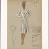 Fitted coat with slightly raised neckline, 3-button closure, flap pockets and embroidered panels on skirt.