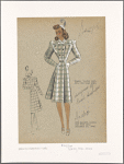 Plaid reefer coat.