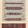 (a-e) Women's glass-bead necklaces from Neresnice and Jasina (c-e); (f) Woven stripe for ornamenting a Kirghiz "kibitka"