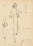 Straight coat, shown from rear, trimmed with star-like flower design.