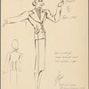 Tailored two-piece suit with slot seams, lapels and pockets outlined with topstitching