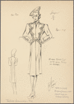 Fitted black coat with wool piping on reveres [i.e., revers].