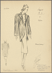 Open-front striped fur coat with pointed lapels and slanted hemline