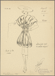 Fur coat with pelts emphasized and tails gathered at waist.