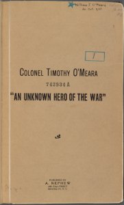 Colonel Timothy O'Meara, "an unknown hero of the war"