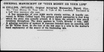 Your money or your life. Holograph n.d.
