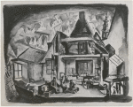 Rendering of set design by Boris Aronson for The Diary of Anne Frank