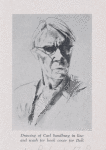 Drawing of Carl Sandburg in line and wash for book cover for Dell.