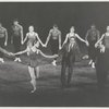 Nicholas Magallanes, Maria Tallchief, Jerome Robbins, and Marc Blitzstein taking curtain calls after the premiere of “The Guests”