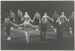 Nicholas Magallanes, Maria Tallchief, Jerome Robbins, and Marc Blitzstein taking curtain calls after the premiere of “The Guests”