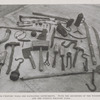 Fifteenth century tools and navigating instruments. Note the crudeness of the wooden handles and the curious wrought nails.