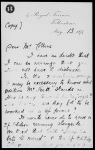 Bentley, George. Copy, in an unknown hand, of a letter from Bentley to Collins. Letter paper headed Folkestone 1874 May [13]