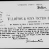 Tillotson & son ltd. 4 TLS, 1 LS, postcard and telegram to A. P. Watt & son. Relate to Sir Henry Rider Haggard and Wilkie Collins 1884 Nov. 27 - 1887 May 24