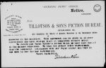 Tillotson & son ltd. 4 TLS, 1 LS, postcard and telegram to A. P. Watt & son. Relate to Sir Henry Rider Haggard and Wilkie Collins 1884 Nov. 27 - 1887 May 24