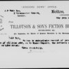 Tillotson & son ltd. 4 TLS, 1 LS, postcard and telegram to A. P. Watt & son. Relate to Sir Henry Rider Haggard and Wilkie Collins 1884 Nov. 27 - 1887 May 24